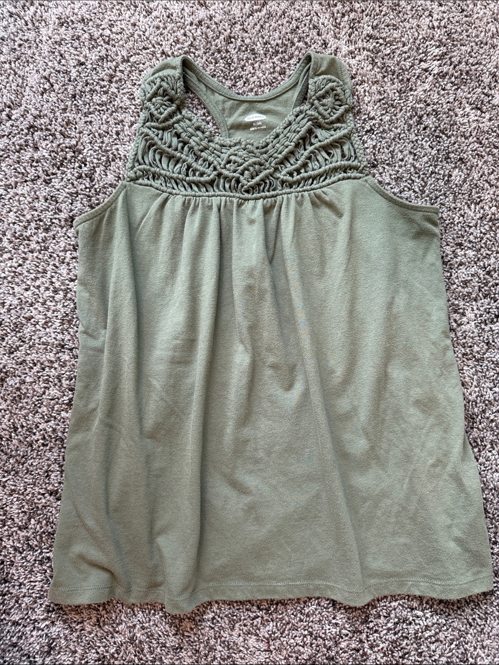 Old Navy Girls Macrame Olive Green Crochet Tank Top